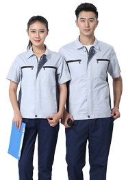 鐵灰撞淺灰短袖工作服TMX665-11 鐵灰撞淺灰短袖工作服TMX665-11